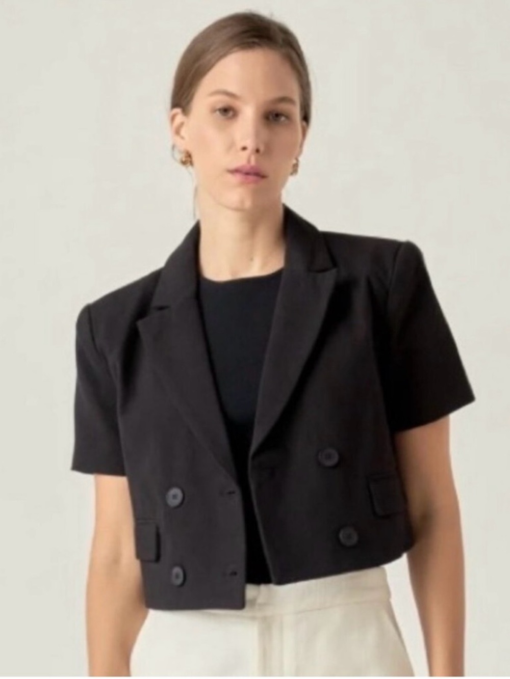 ENGLISH FACTORY New Black Cropped Blazer Jacket SIZE M